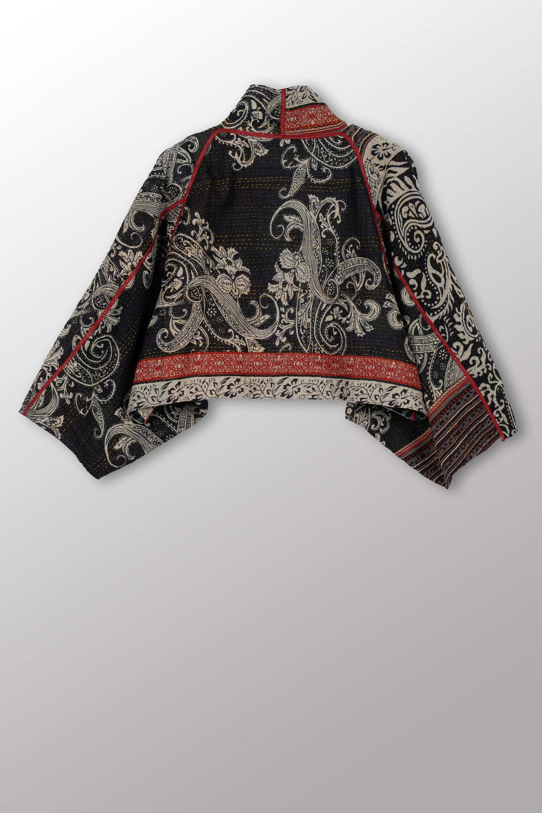 DOT & PAISLEY KANTHA PUFF SLV. SHRUG - dp4062-nvy -