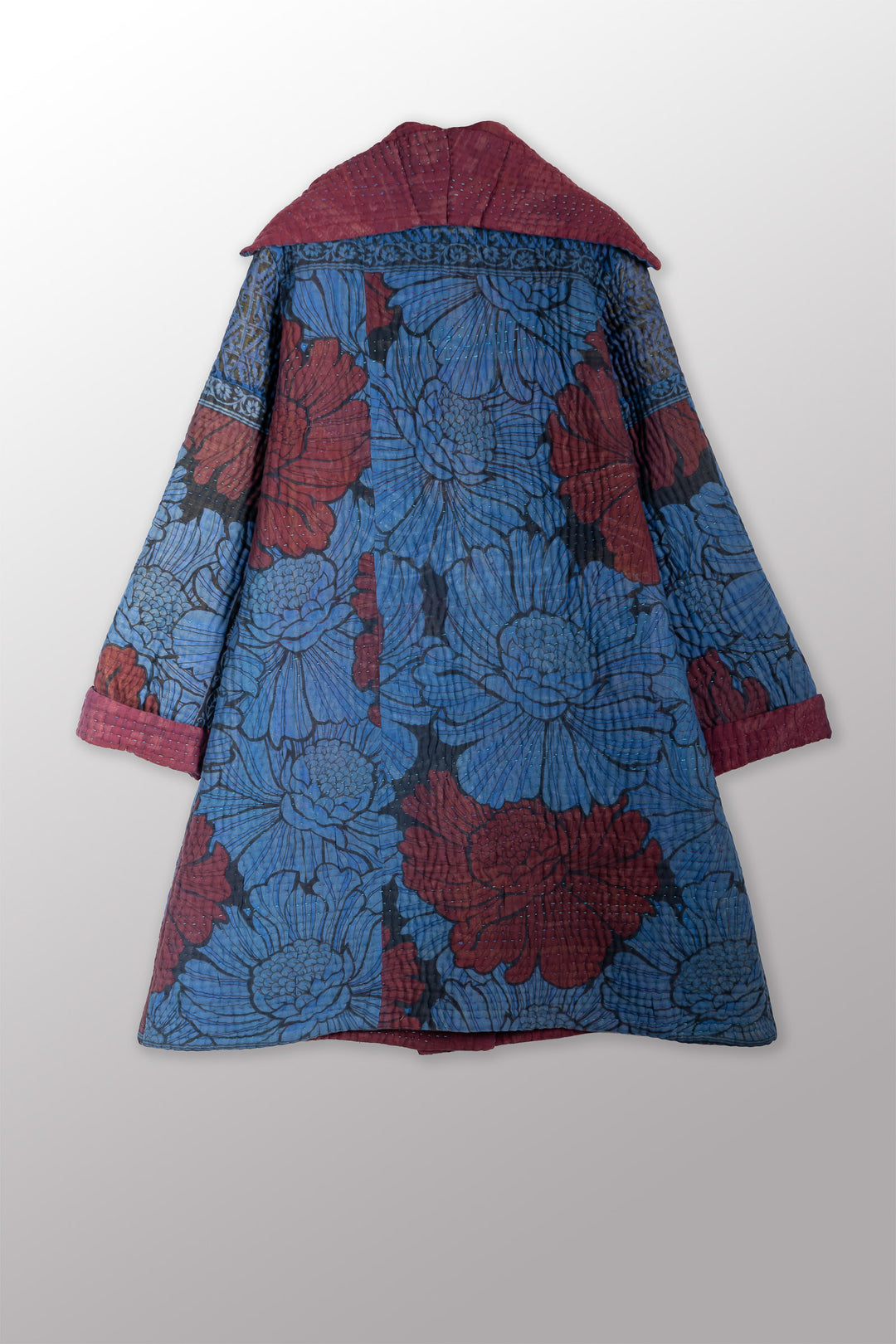 QUILTED OVERDYE COTTON KANTHA POCKET MEDIUM COAT - oq5346-cblu010m -