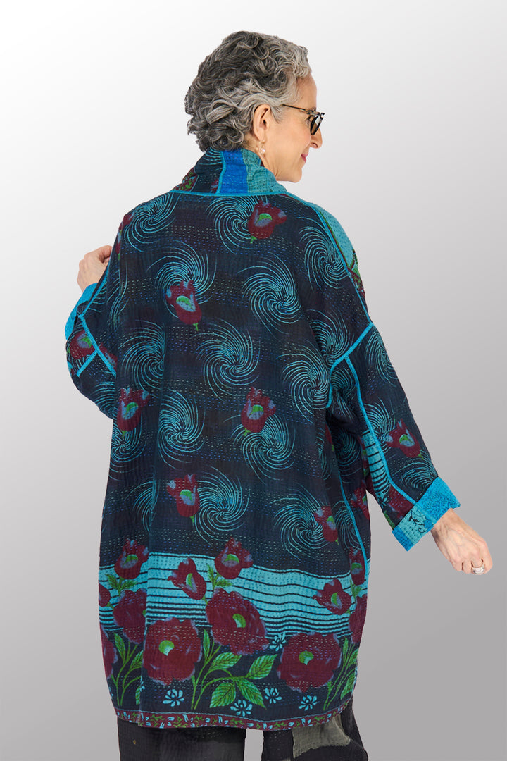 COTTON OVERDYE KANTHA HAORI JACKET - ov4068-ctuq002a -
