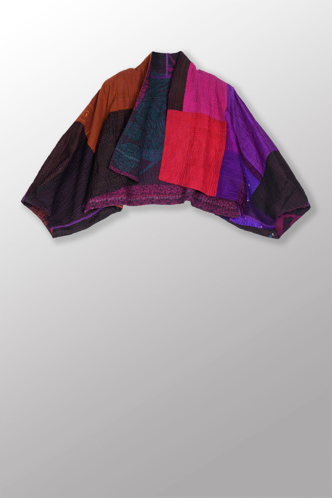 NIGHT FLOWERS KANTHA PUFF SLV. SHRUG - nl4062-prp -