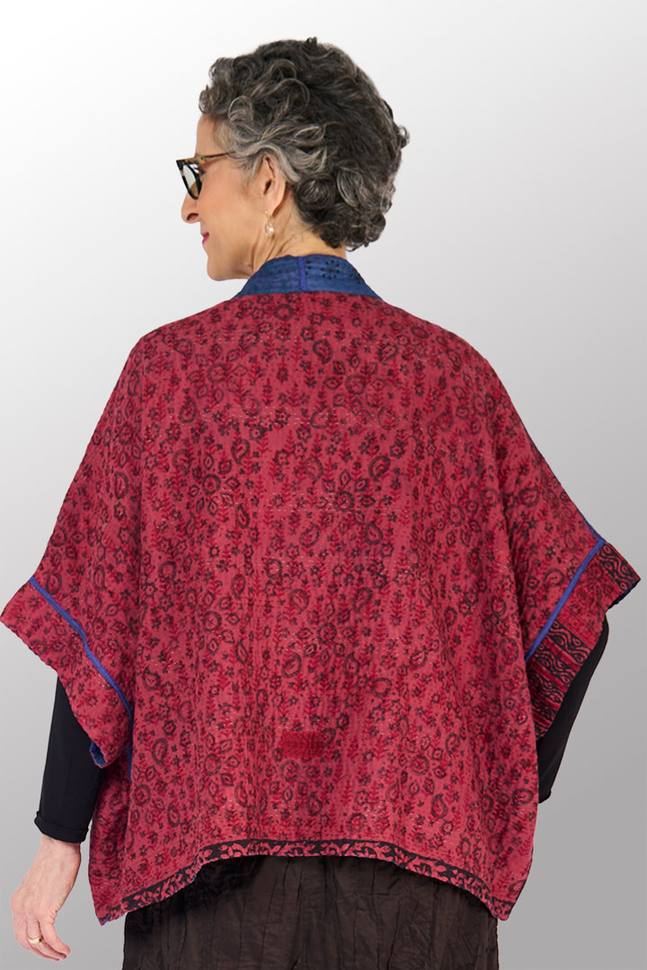 COTTON OVERDYE KANTHA MINI PONCHO - ov4060-cfus005a -