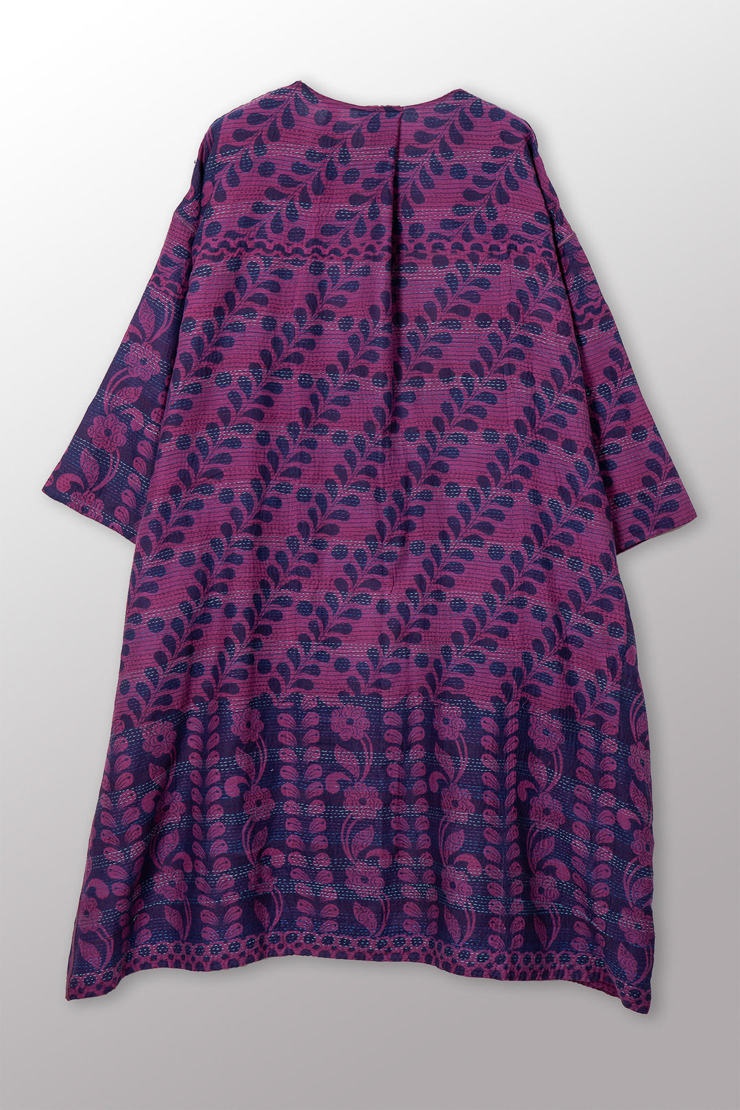 VINTAGE COTTON & NEW VOILE KANTHA LONG DUSTER - cn2328-0003a -