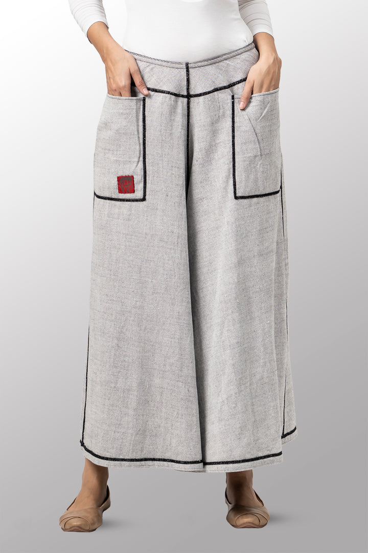 DENIM WIDE LEG PANTS - dn1623-gry -