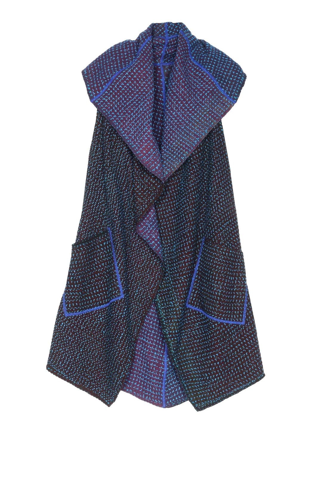 WAFFLE KANTHA CIRCULAR VEST - wf3201-blu -