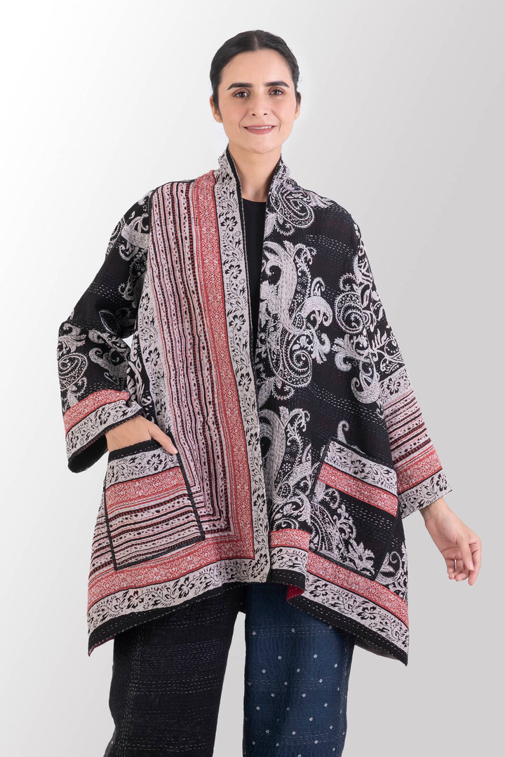 PAISLEY & PATCH KANTHA A-LINE JKT - py4003-blk -