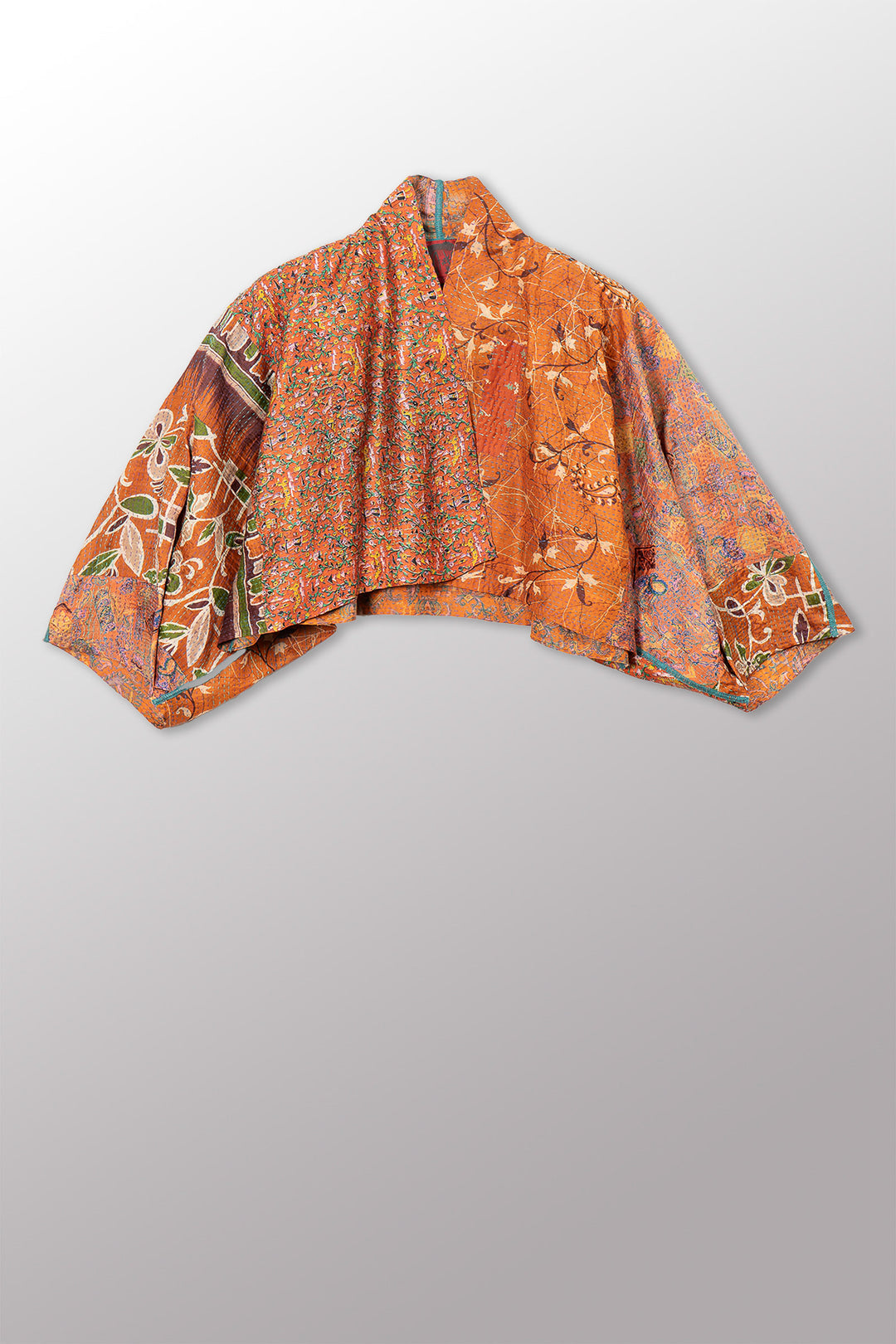 VINTAGE SILK KANTHA PUFF SLV. SHRUG - sv2062-0043a -