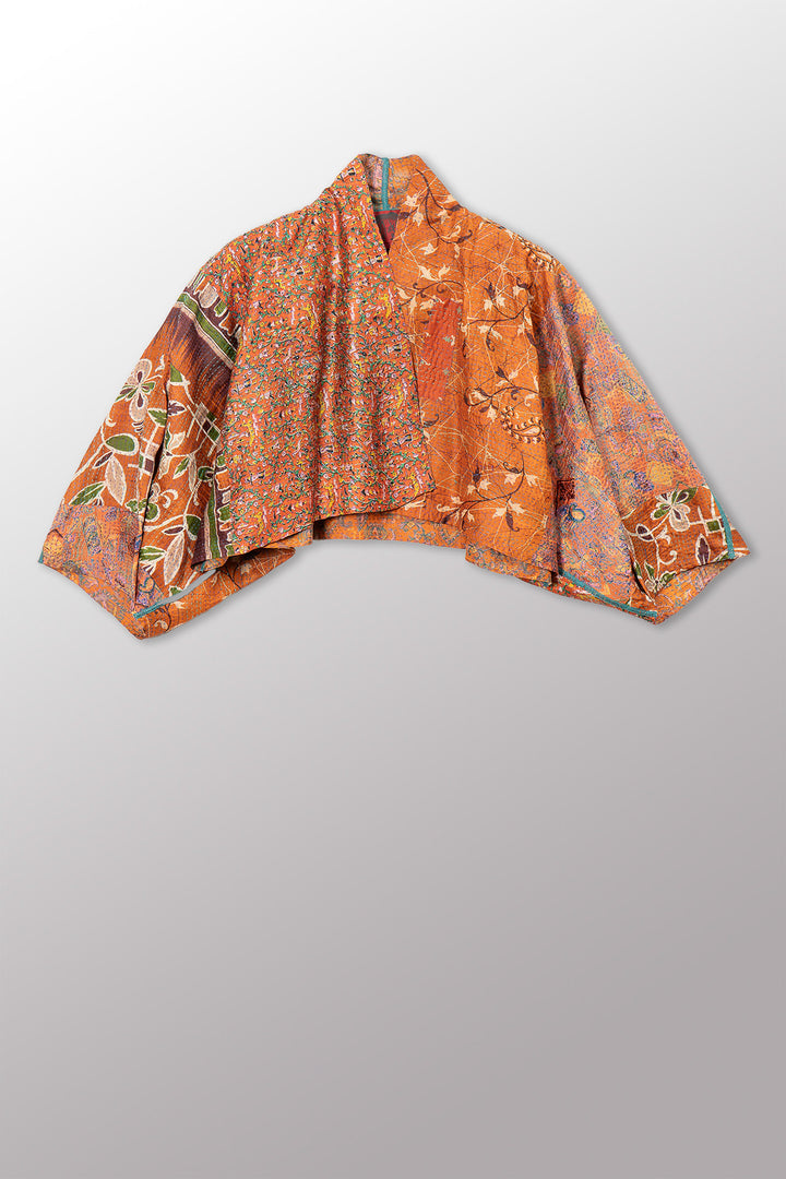 VINTAGE SILK KANTHA PUFF SLV. SHRUG - sv2062-0043a -