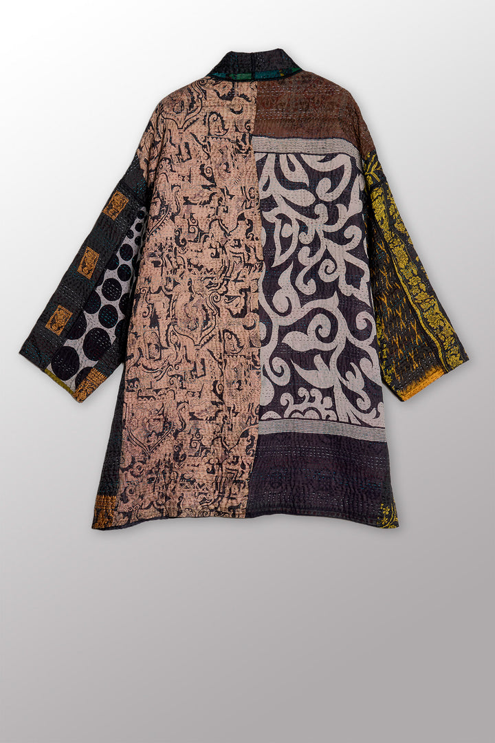 JACQUARD SILK KANTHA HAORI JACKET - js4068-grn -