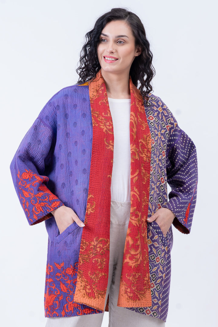 VINTAGE COTTON KANTHA HAORI JKT - cv4068-0019a -
