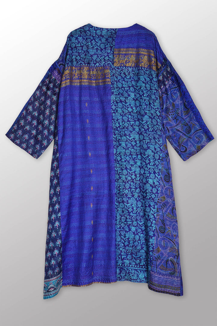 VINTAGE SILK KANTHA LONG DUSTER - sv2328-0006a -