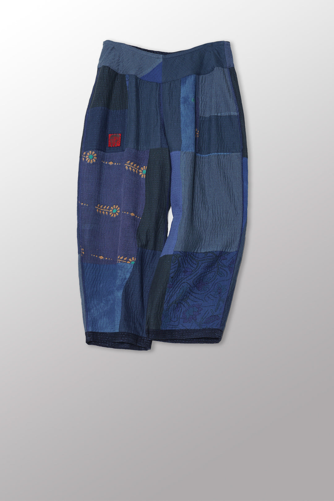 DUCK SUN DYE WITH PATCH KANTHA NEW LANTERN PANTS - us2651-nvy -