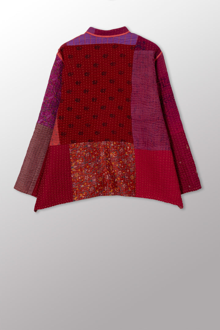 BBK PATCH KANTHA KAFTAN JACKET SHORT - bl-bbp4088-pik -