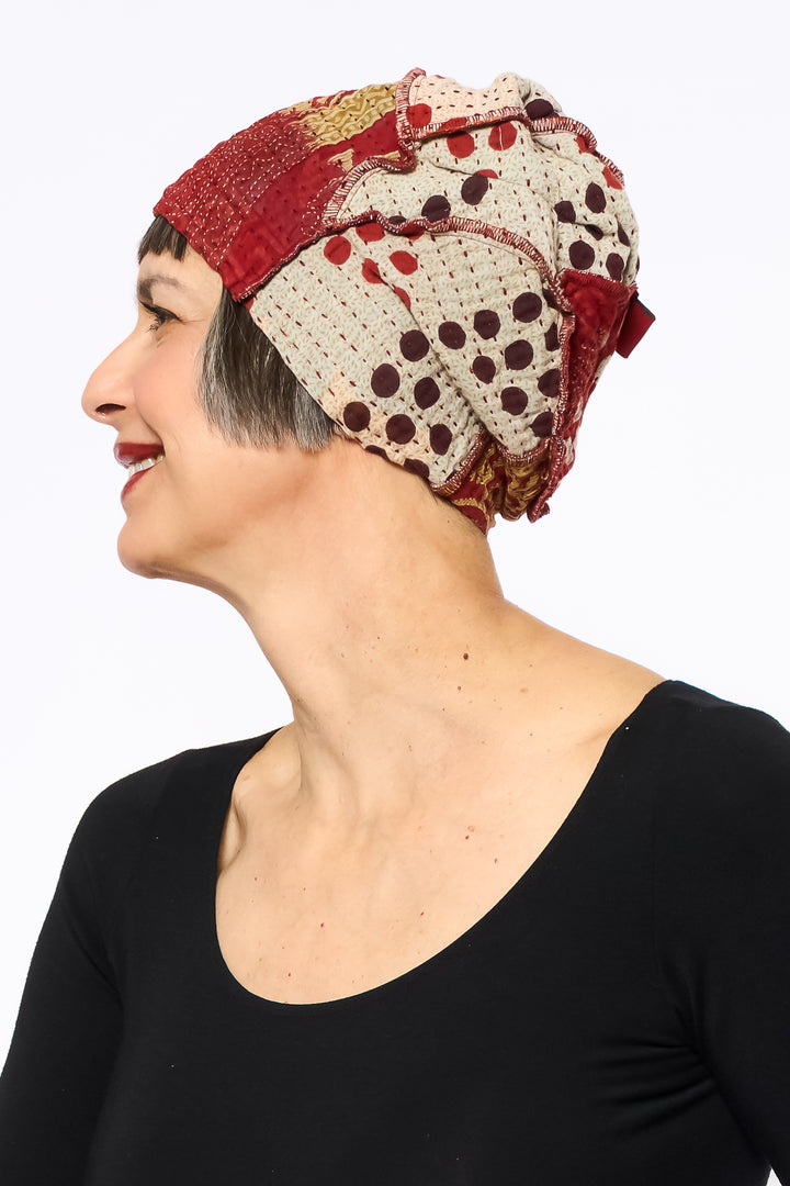 VINTAGE COTTON BBK KANTHA PATCHWORK HAT - bb4880-0002a -