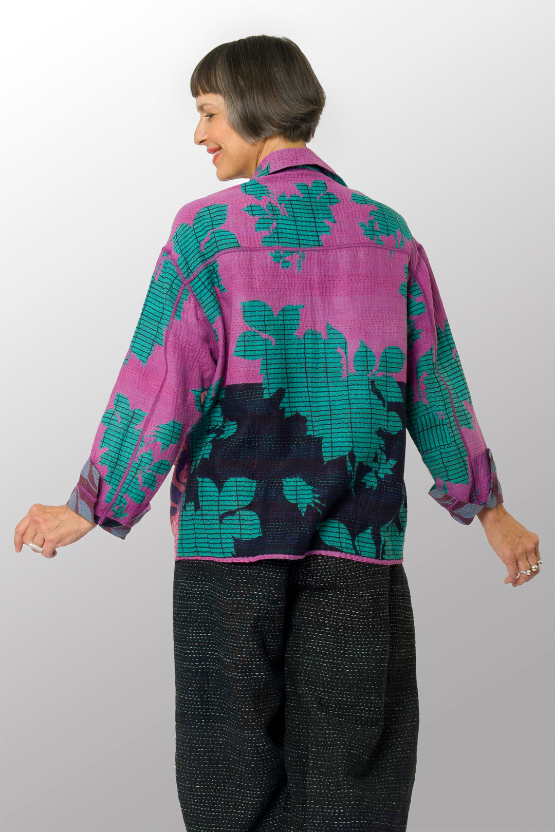 VINTAGE COTTON KANTHA WORKERS JACKET - cv2085-0001s -