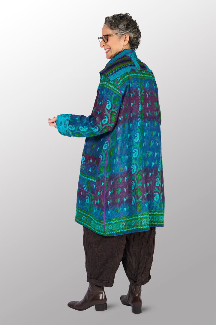 COTTON OVERDYE KANTHA POCKET MEDIUM COAT - ov4316-ctuq001m -