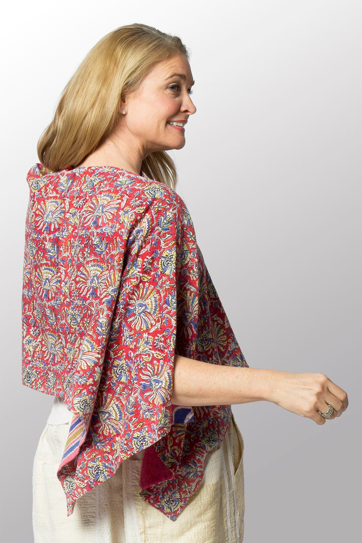VINTAGE COTTON KANTHA CAPE - cv2806-0001a -