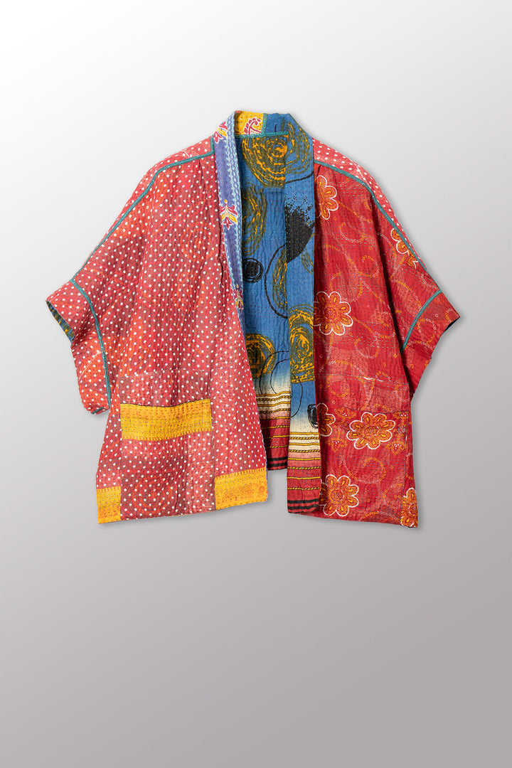 VINTAGE COTTON KANTHA MINI PONCHO - cv4060-0064a -