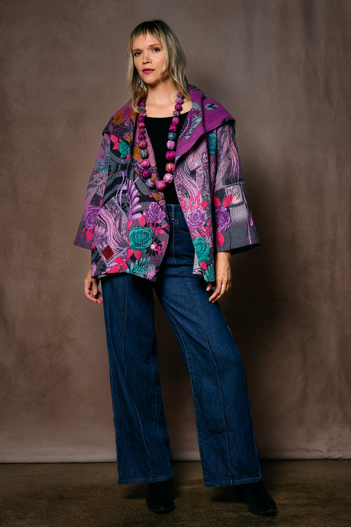 VINTAGE COTTON KANTHA FLARE JKT - cv4010-0168a -