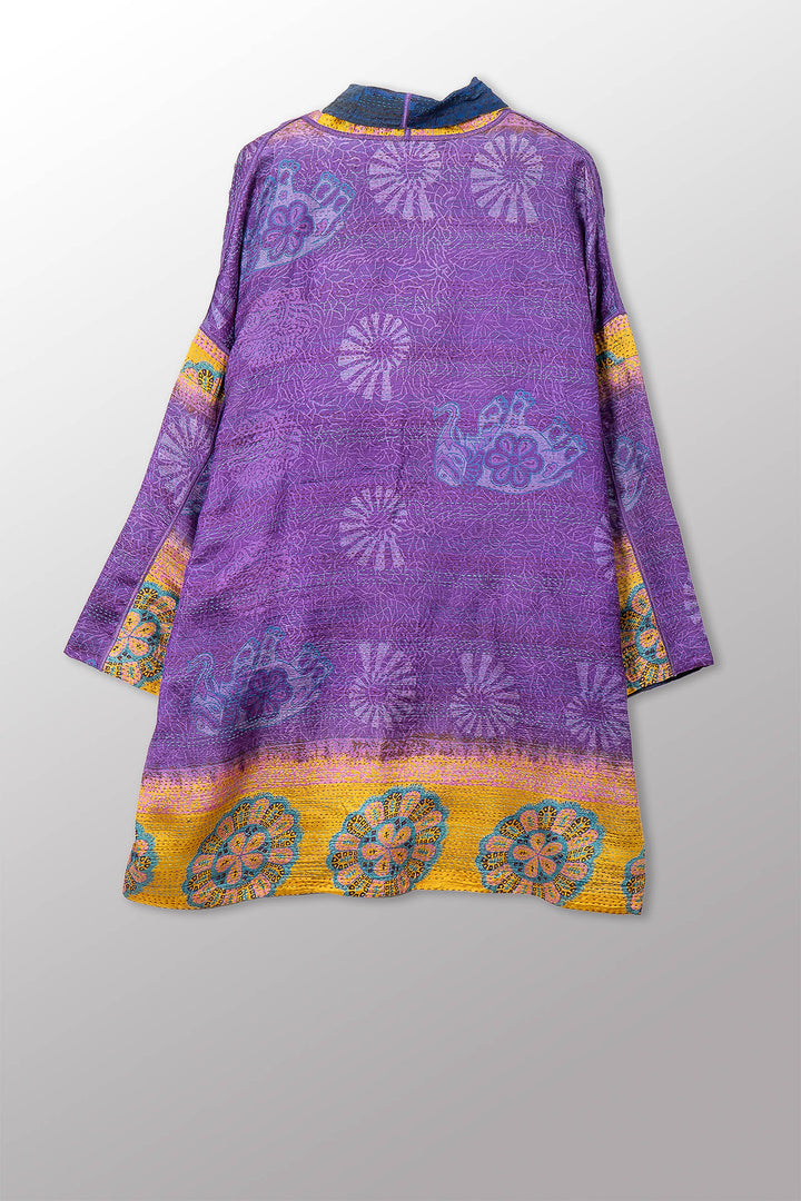 VINTAGE SILK GEORGETTE KANTHA HAORI JKT - sg2068-0005a -