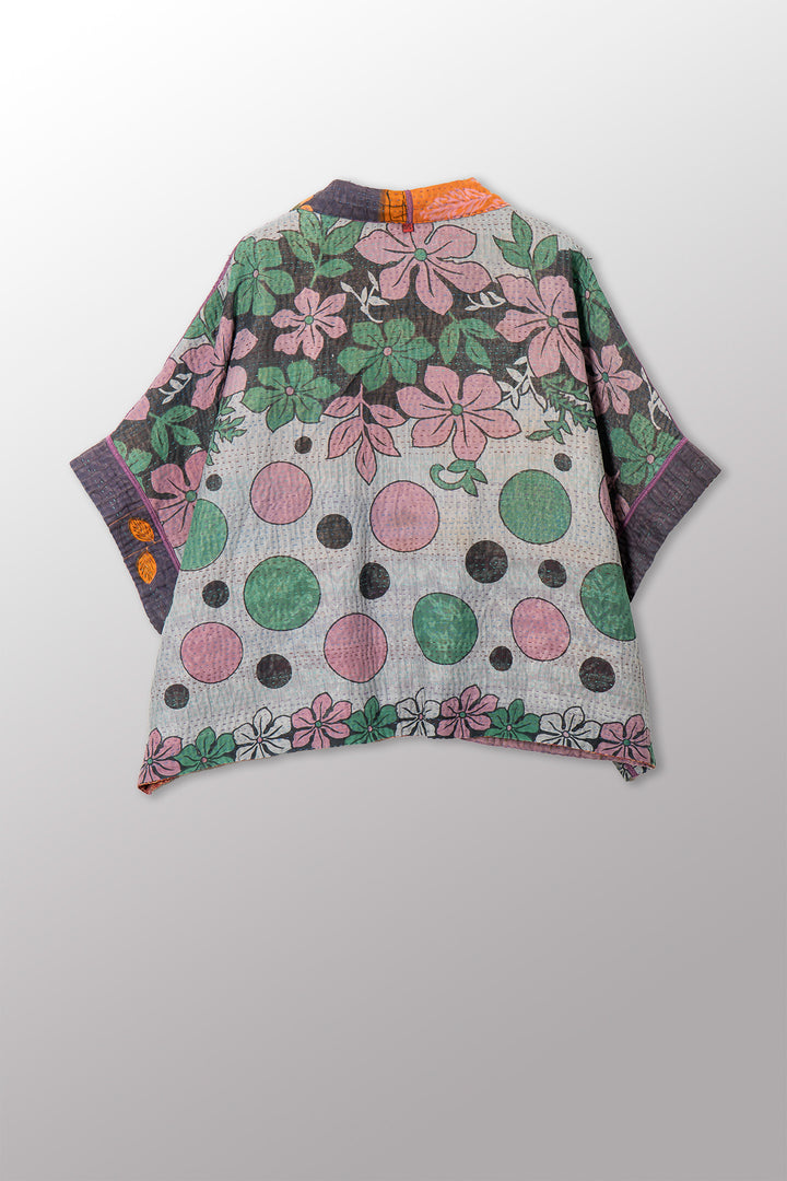 VINTAGE COTTON KANTHA MINI PONCHO - cv4060-0063a -