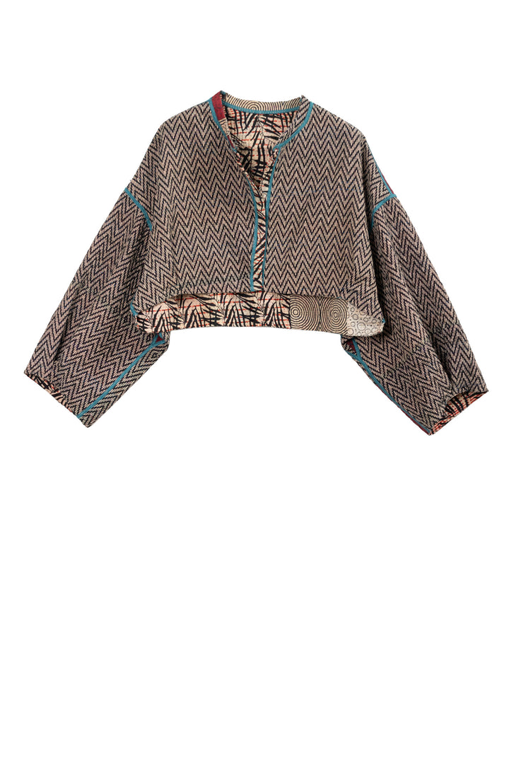 BO4090-CBLK007S @SOHO BAMBOO KANTHA SLEEVE JACKET