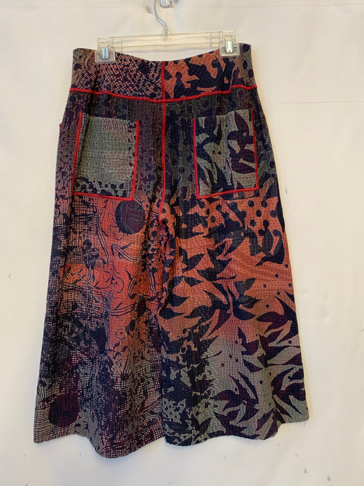 MONOTONE TWILIGHT PRINT KANTHA GAUCHO SHORT - tp4618-red -