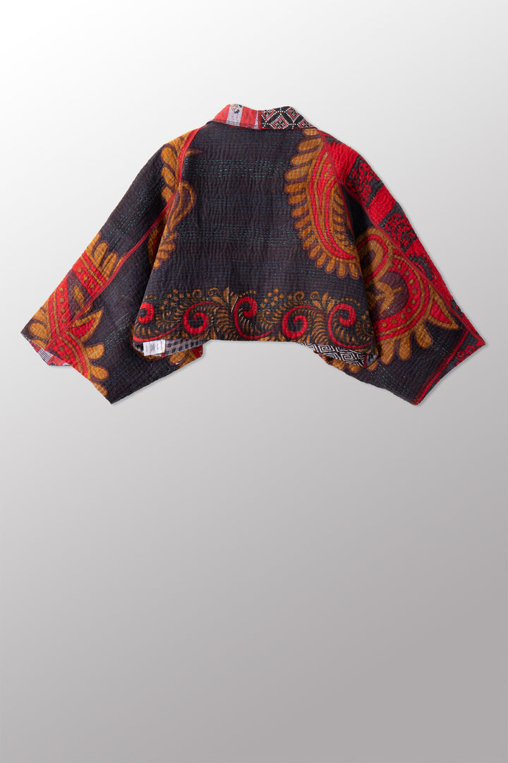 VINTAGE COTTON KANTHA  PUFF SLV. SHRUG - cv4062-0051a -