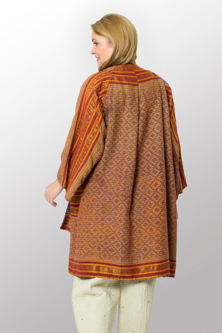 VINTAGE COTTON BBK KANTHA KIMONO DUSTER - bb2317-0010a -