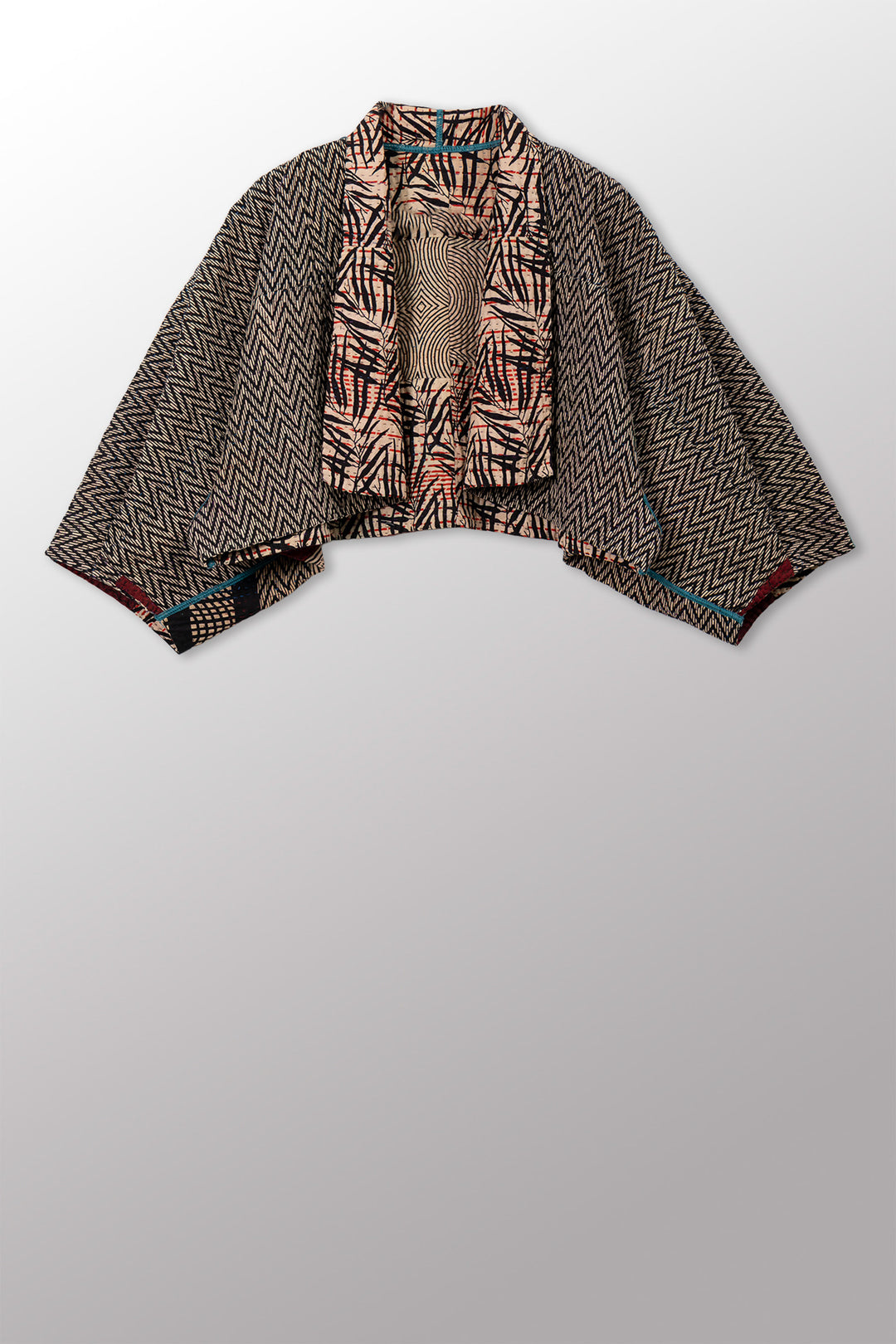SOHO BAMBOO KANTHA PUFF SLV. SHRUG - bo4062-cblk007a -