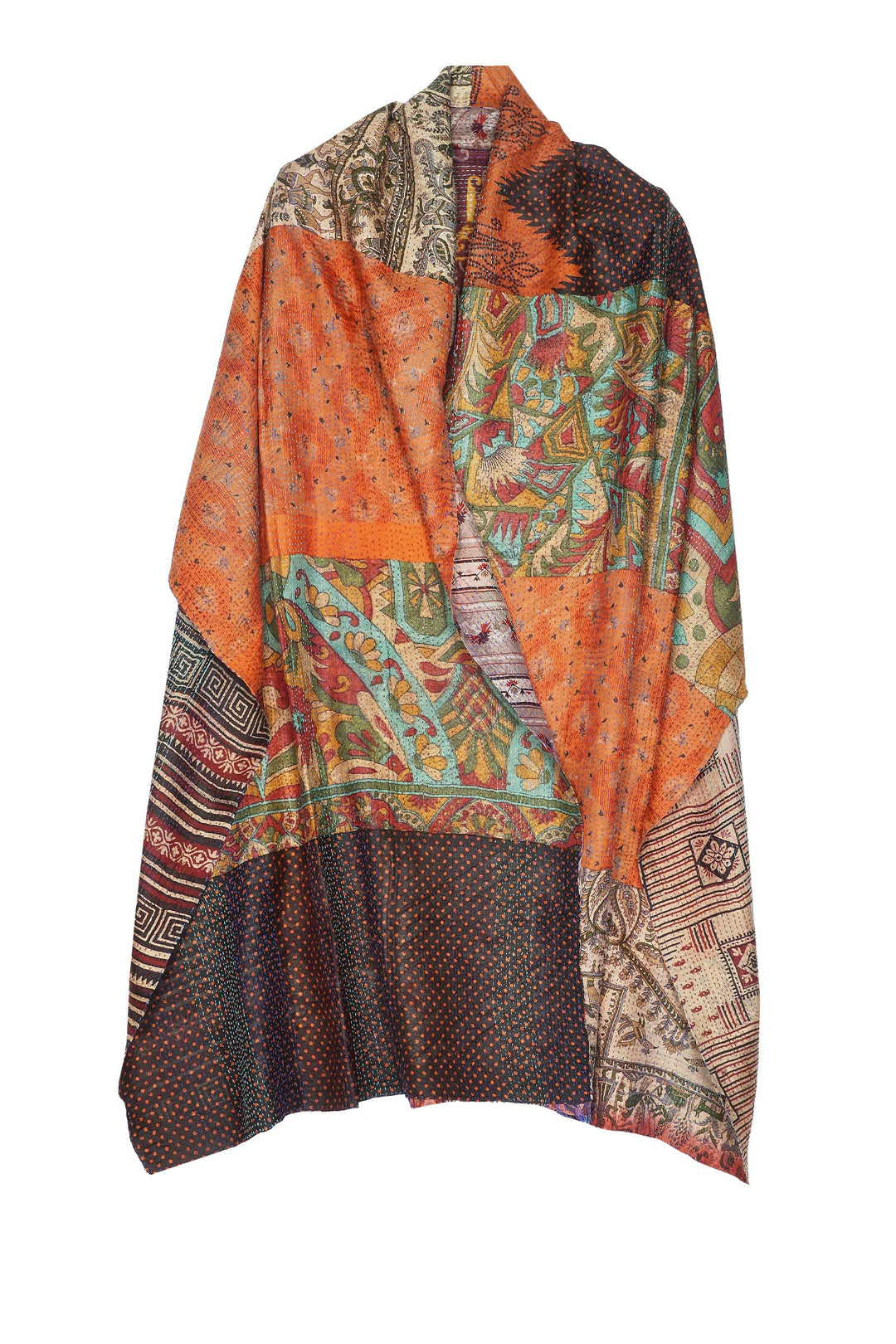 VINTAGE SILK KANTHA SHAWL MEDIUM - sv2802-0010a -