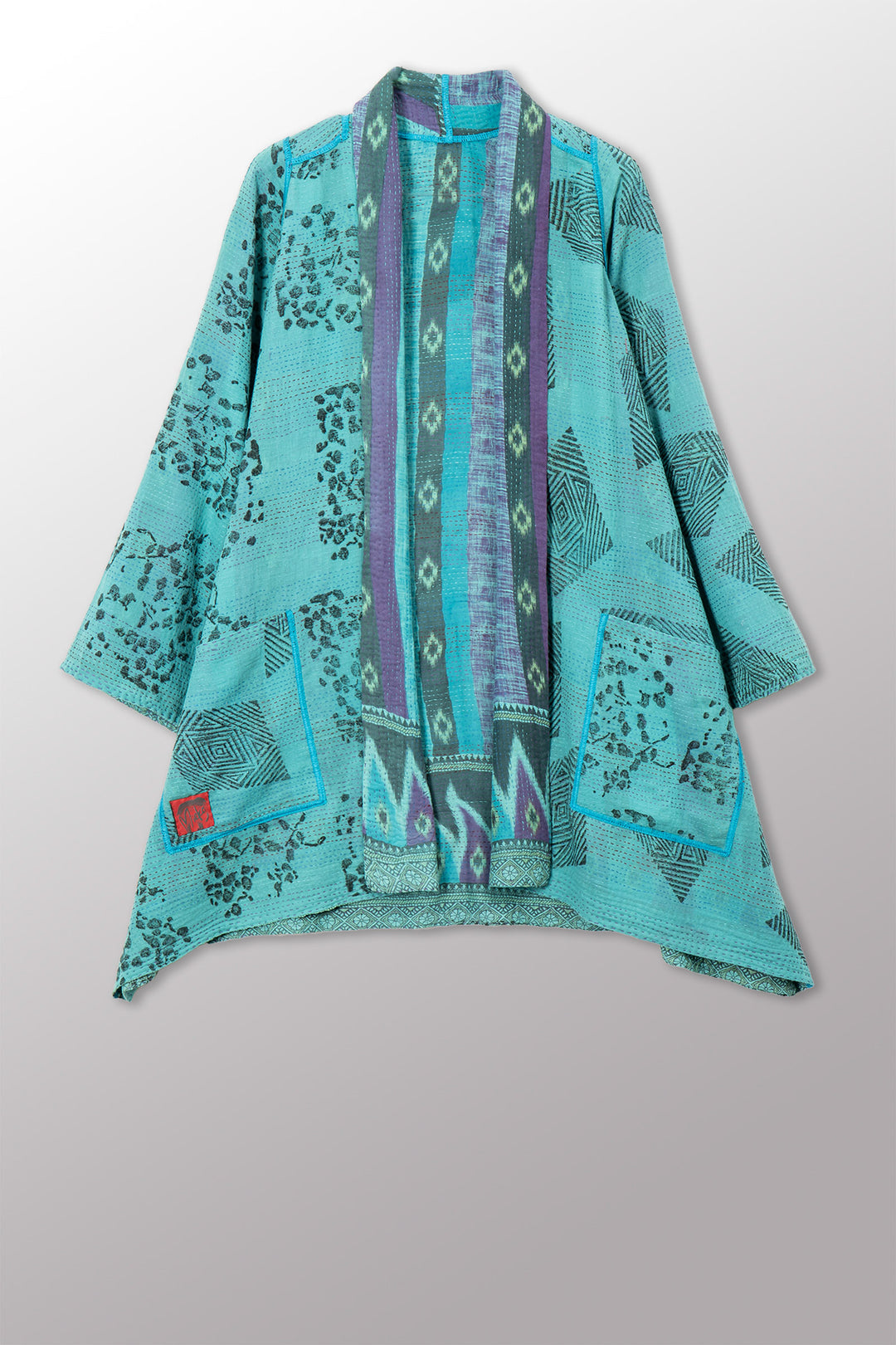 VINTAGE COTTON & NEW VOILE KANTHA A-LINE JKT - cn2003-0007a -