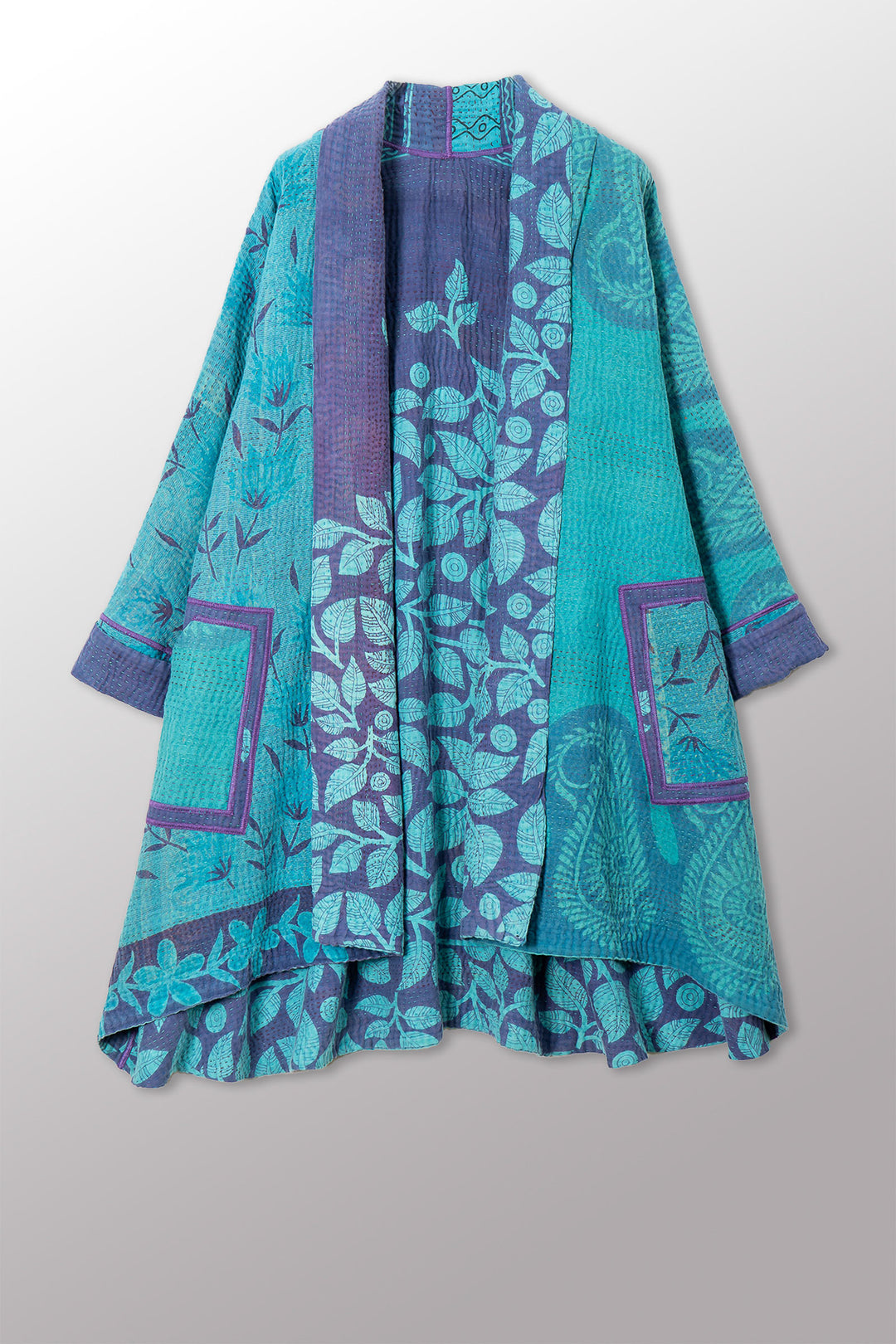 COTTON OVERDYE KANTHA KIMONO LONG JKT - ov4005-ctur001a -