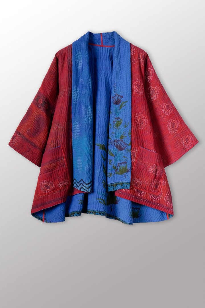 COTTON OVERDYE KANTHA KIMONO JKT - ov4004-cblu001a -