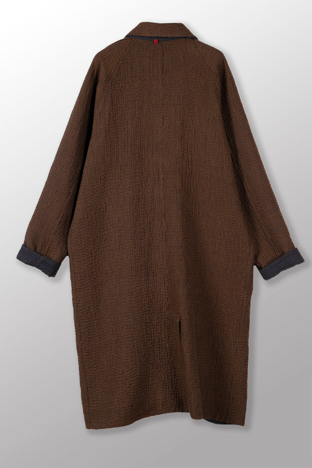 QUILTED VINTAGE COTTON WITH FLANNEL KANTHA RAGLAN SLEEVE COAT - fq5337-blk -