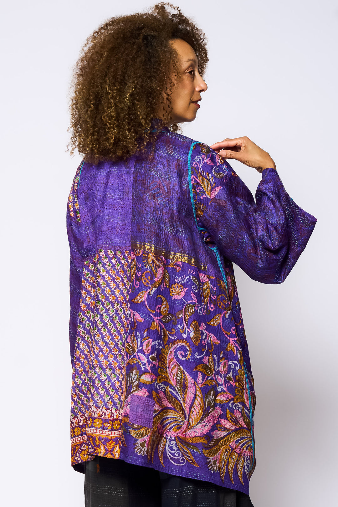 VINTAGE SILK KANTHA A-LINE JKT - sv2003-0412a -