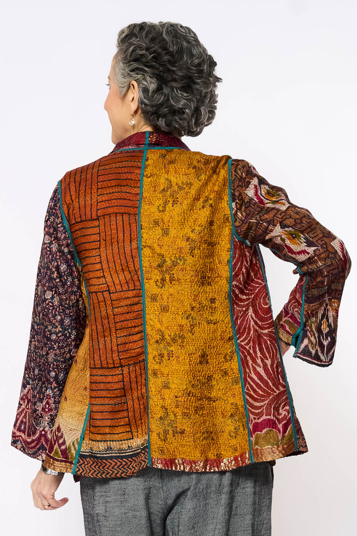 VINTAGE SILK KANTHA SHORT JKT - sv2007-0064m -