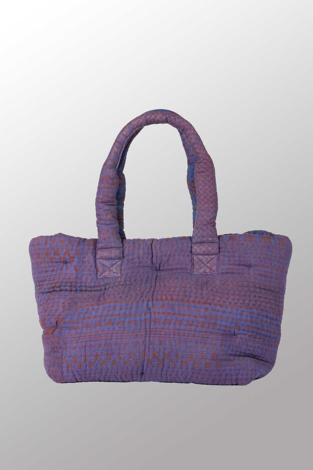 Quilted Overdye Cotton Kantha Wide Tote - mm-oq5869-cblu007a -