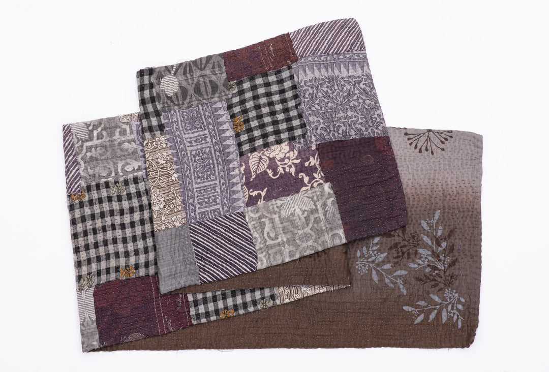 Ombre Patch Kantha Table Runner -Chocolate