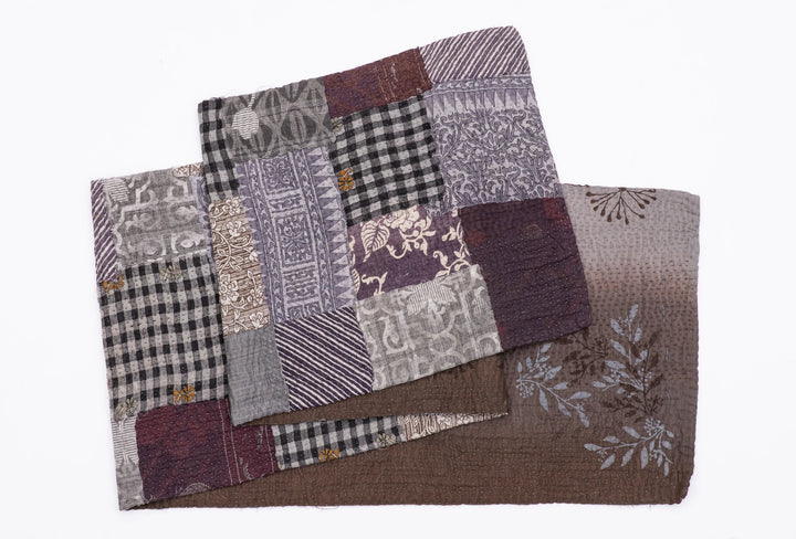 Ombre Patch Kantha Table Runner -Chocolate