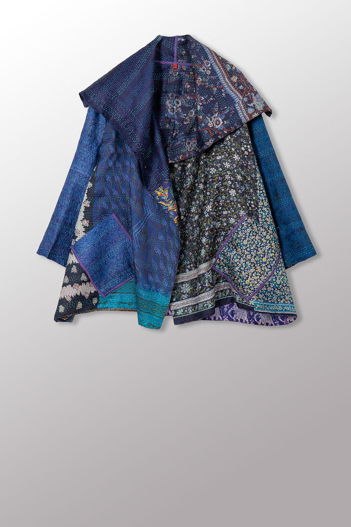 VINTAGE SILK KANTHA FLARE JKT - sv2010-0059a -