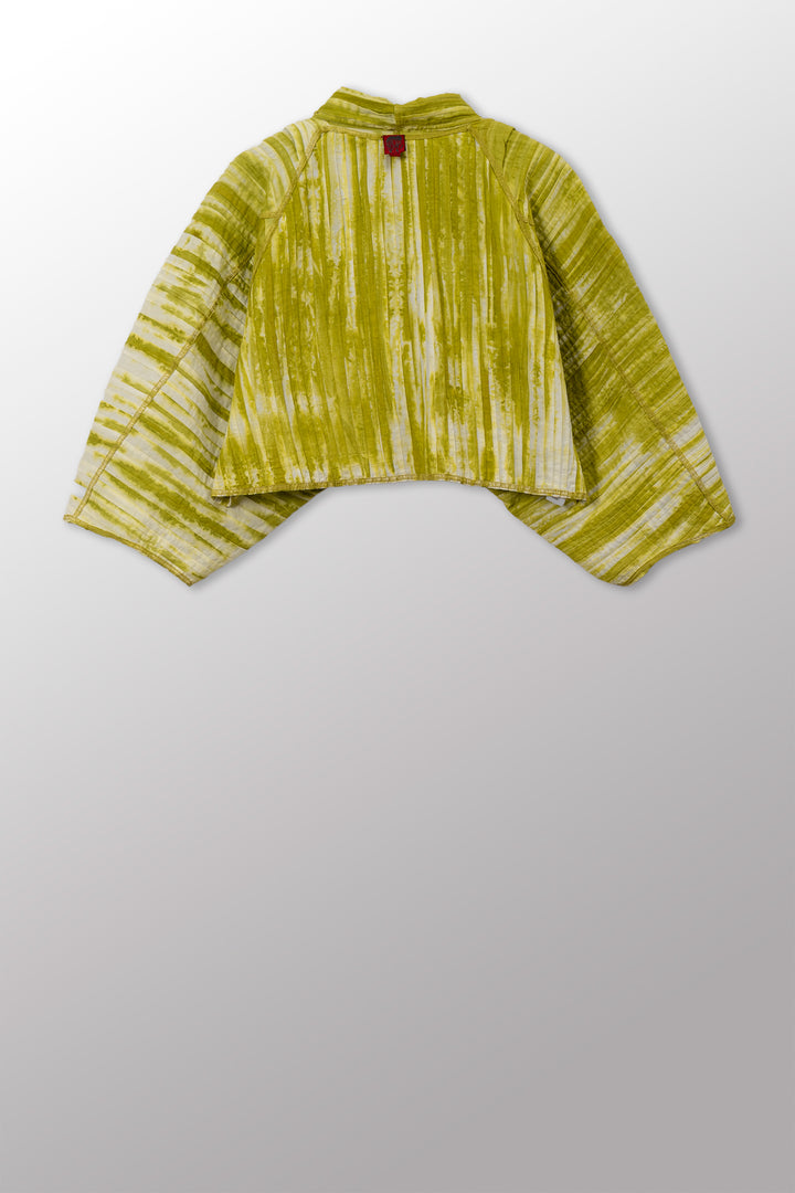 CAMBRIC TIE DYE RIPPLE TUCK PUFF SLV. SHRUG - tr1062-lim -