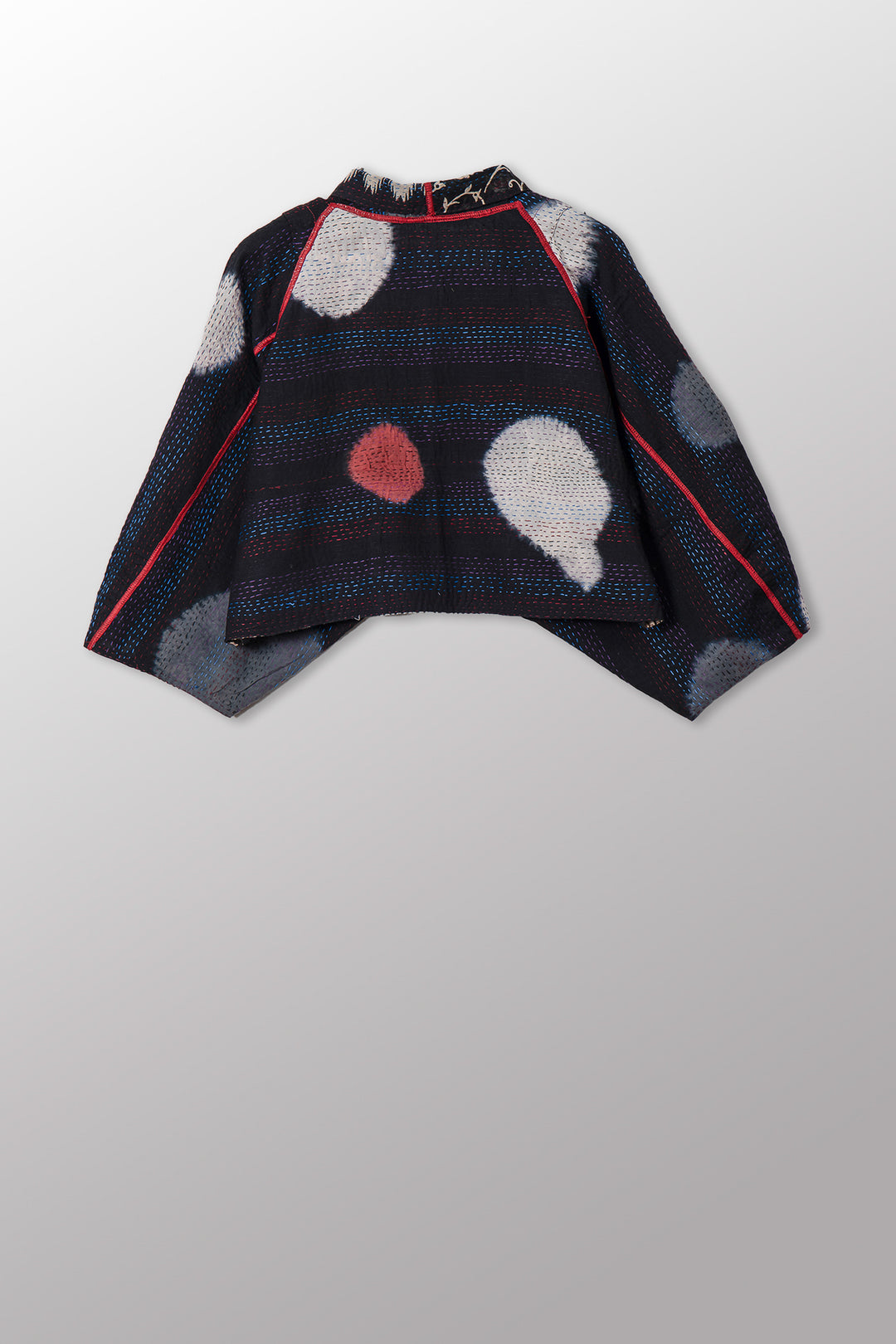 PATCH & CIRCLE PRINT KANTHA PUFF SLV. SHRUG - pc2062-blk -