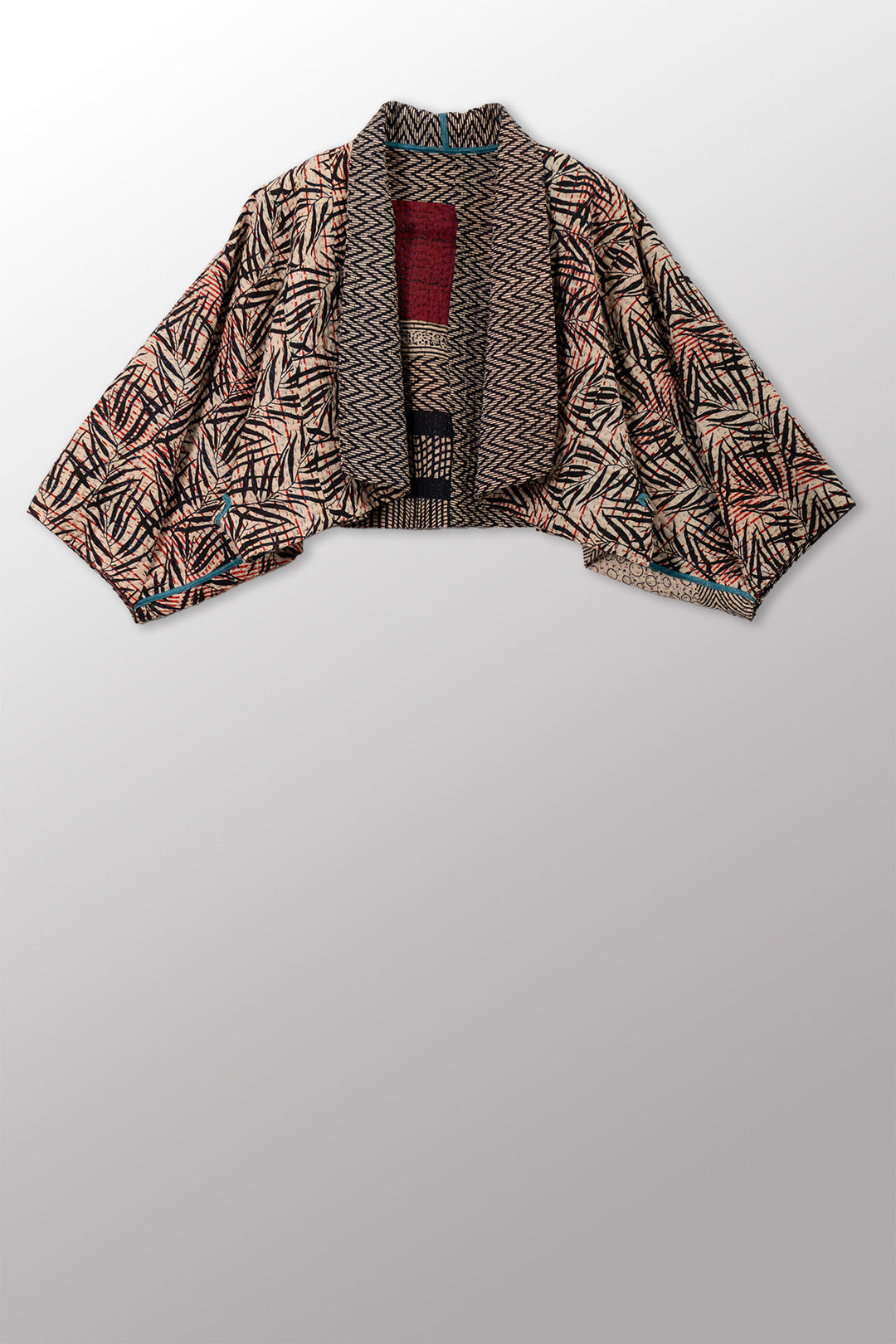 SOHO BAMBOO KANTHA PUFF SLV. SHRUG - bo4062-cblk008a -