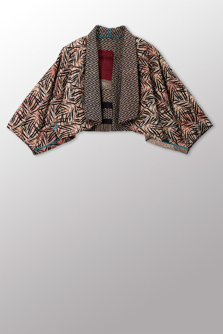 SOHO BAMBOO KANTHA PUFF SLV. SHRUG - bo4062-cblk008a -