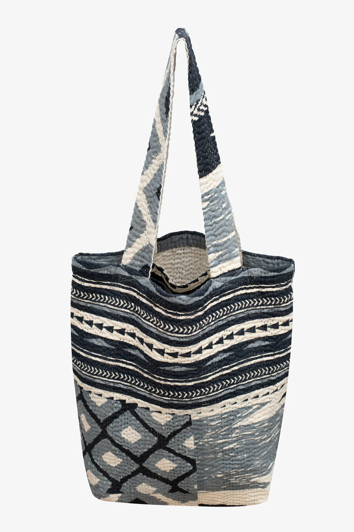 Monotone Ikat Handmade Vintage Kantha Tote Bag -Red