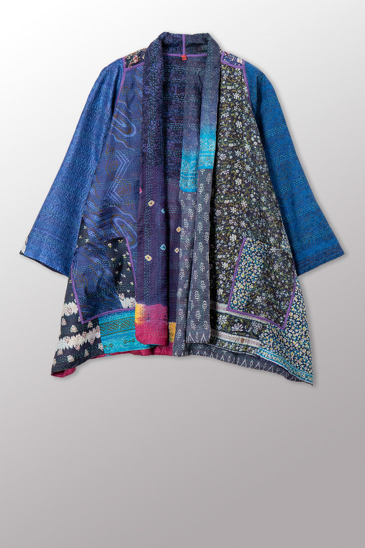 VINTAGE SILK KANTHA A-LINE JKT - sv2003-0414a -