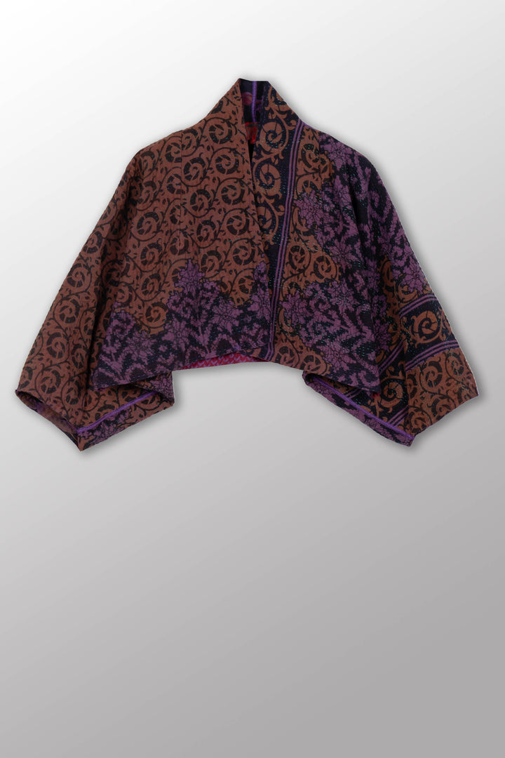 COTTON OVERDYE KANTHA PUFF SLV. SHRUG - ov4062-cprp007a -