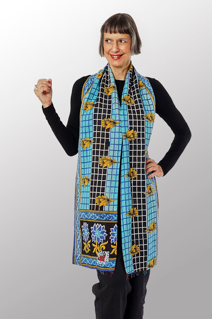 CV2805-CYLWA @VINTAGE COTTON KANTHA SCARF SHORT