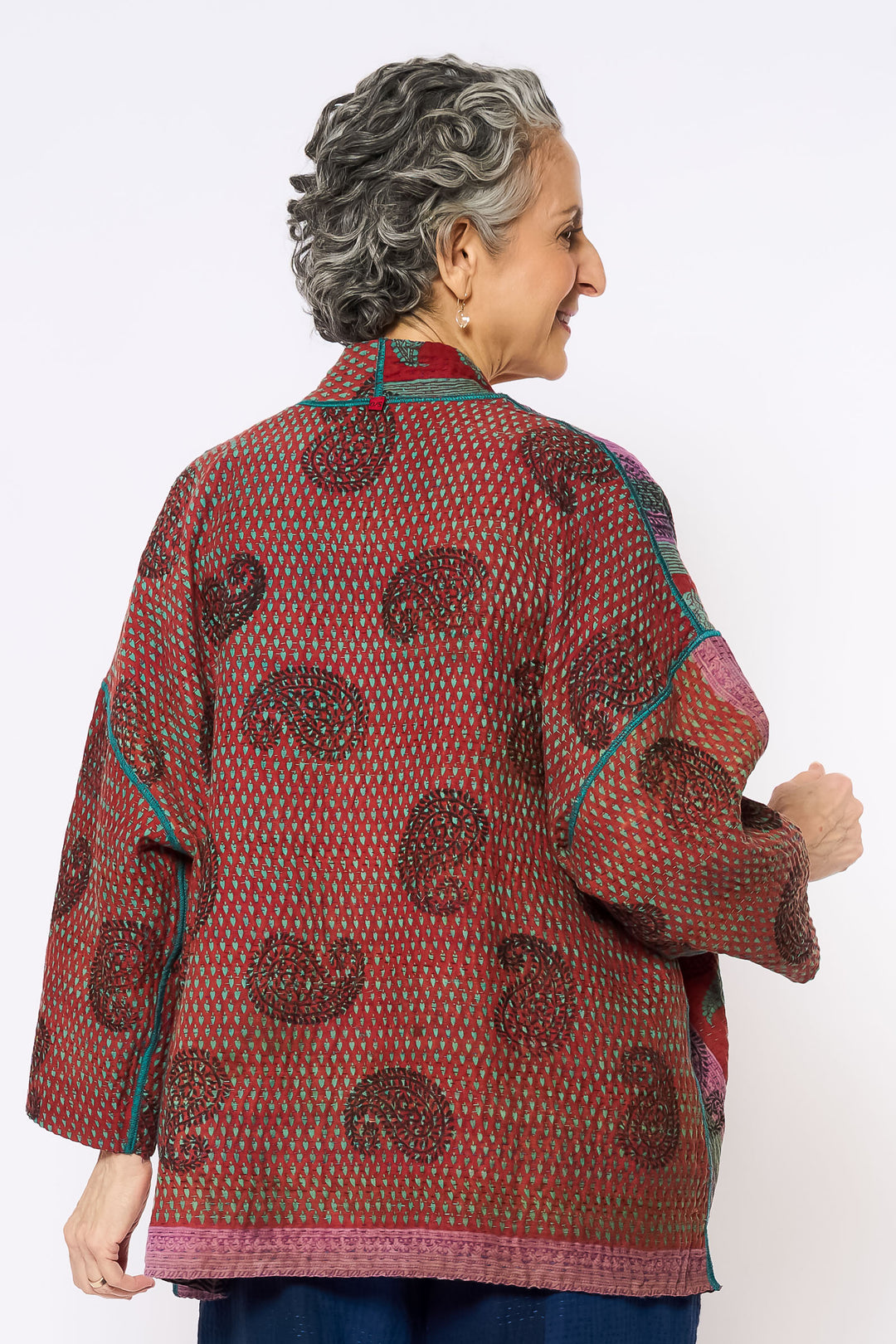 VINTAGE COTTON KANTHA MINI KIMONO JKT - cv4055-0054a -