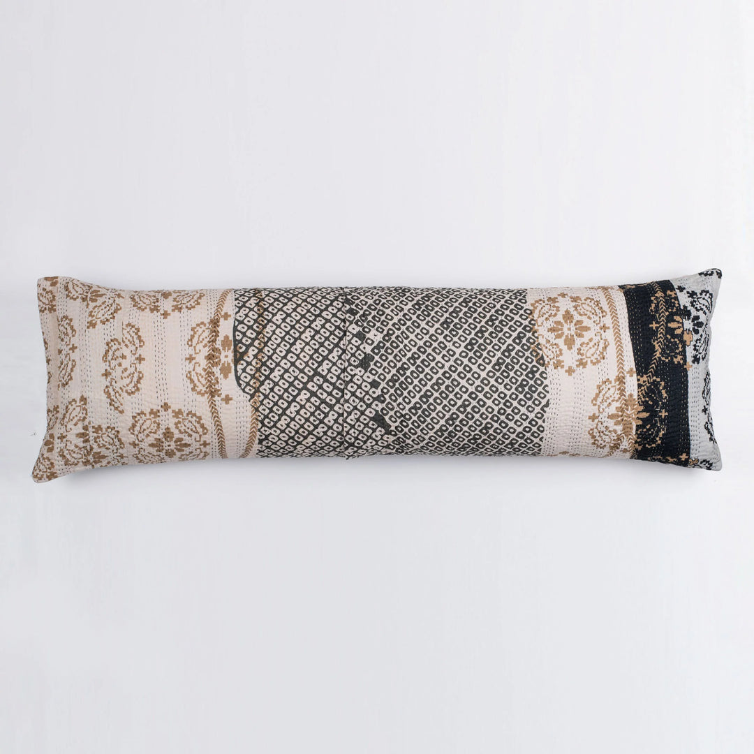 Cotton Ombre Handmade Kantha Lumber Pillow -Gray